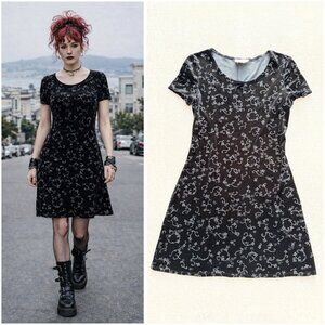 Mall Goth 90s Velvet Beaded Fit & Flare Dress